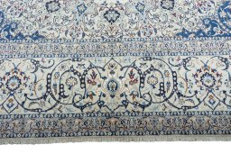 Full view of New Nain rug from Iran / Persia, 595 × 392 cm in Beige tones