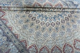 Close-up detail of New Nain rug from Iran / Persia showing Cork weave
