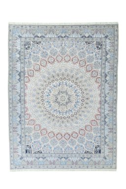 Full view of New Nain rug from Iran / Persia, 343 × 260 cm in Multi Color tones