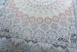 Close-up detail of New Nain rug from Iran / Persia showing Cork weave