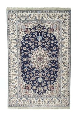 Full view of New Nain rug from Iran / Persia, 205 × 132 cm in Blue tones