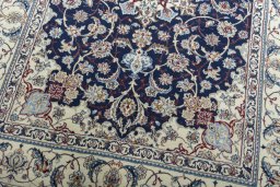Close-up detail of New Nain rug from Iran / Persia showing Cork weave