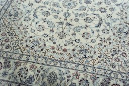 Close-up detail of New Nain rug from Iran / Persia showing Wool weave