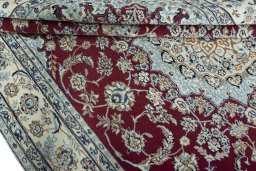 Close-up detail of New Nain rug from Iran / Persia showing Cork weave