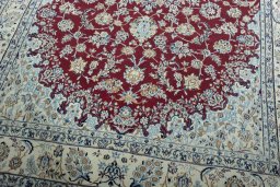 Close-up detail of New Nain rug from Iran / Persia showing Cork weave
