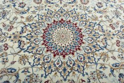 Central medallion detail of 2000s Nain rug from Iran / Persia