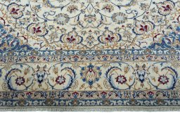 Full view of 2000s Nain rug from Iran / Persia, 360 × 253 cm in Beige tones