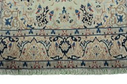 Full view of 2000s Nain rug from Iran / Persia, 220 × 123 cm in Green tones