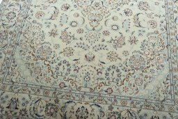 Close-up detail of 2000s Nain rug from Iran / Persia showing Wool weave