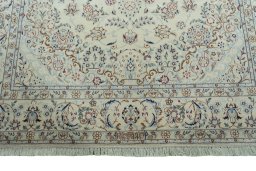 Full view of 2000s Nain rug from Iran / Persia, 236 × 158 cm in Beige tones