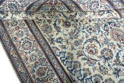Close-up detail of New Nain rug from Iran / Persia showing Wool weave