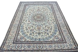 Surface texture of New Nain rug with natural Wool and intricate pattern