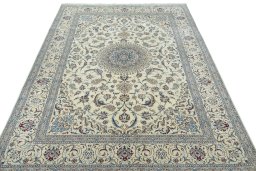 Surface texture of New Nain rug with natural Wool and intricate pattern