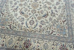 Close-up detail of New Nain rug from Iran / Persia showing Wool weave