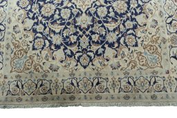 Full view of 2000s Nain rug from Iran / Persia, 215 × 121 cm in Blue tones