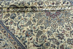 Close-up detail of 2000s Nain rug from Iran / Persia showing Wool weave