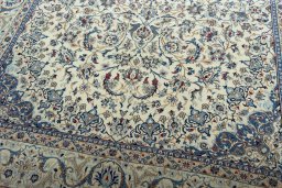 Close-up detail of 2000s Nain rug from Iran / Persia showing Wool weave