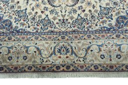 Full view of 2000s Nain rug from Iran / Persia, 380 × 262 cm in Beige tones