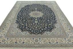 Surface texture of 1970s Nain rug with natural Cork and intricate pattern