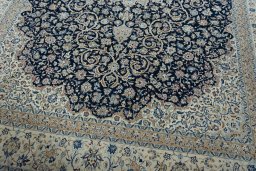 Close-up detail of 1970s Nain rug from Iran / Persia showing Cork weave