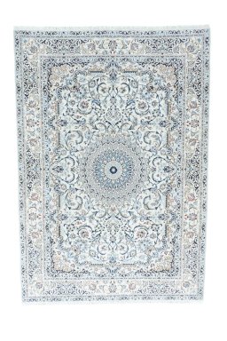 Full view of 2000s Nain rug from Iran / Persia, 303 × 213 cm in Beige tones