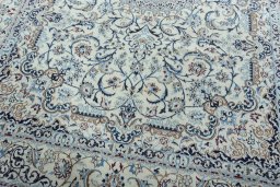 Close-up detail of 2000s Nain rug from Iran / Persia showing Wool weave