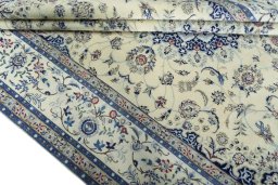 Close-up detail of 2000s Nain rug from Iran / Persia showing Cork weave