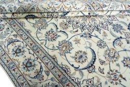 Close-up detail of New Nain rug from Iran / Persia showing Wool weave