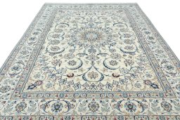 Surface texture of New Nain rug with natural Wool and intricate pattern
