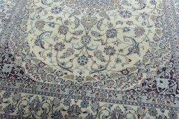 Close-up detail of 2000s Nain rug from Iran / Persia showing Wool weave