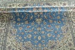 Close-up detail of 2000s Nain rug from Iran / Persia showing Cork weave