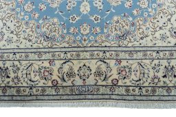 Full view of 2000s Nain rug from Iran / Persia, 242 × 157 cm in Blue tones