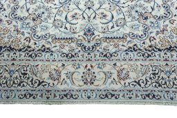 Full view of 2000s Nain rug from Iran / Persia, 306 × 215 cm in Beige tones
