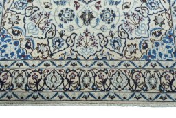 Full view of 2000s Nain rug from Iran / Persia, 206 × 127 cm in Beige tones