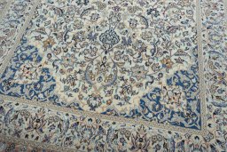 Close-up detail of 2000s Nain rug from Iran / Persia showing Wool weave