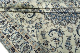 Close-up detail of 2000s Nain rug from Iran / Persia showing Wool weave