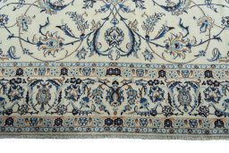 Full view of 2000s Nain rug from Iran / Persia, 347 × 245 cm in Beige tones