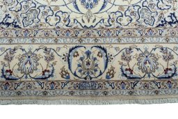 Full view of New Nain rug from Iran / Persia, 393 × 295 cm in Beige tones