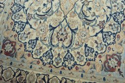 Close-up detail of 2000s Nain rug from Iran / Persia showing Wool weave