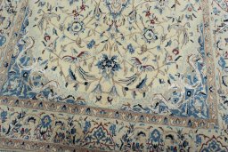 Close-up detail of 2000s Nain rug from Iran / Persia showing Wool weave