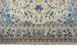 Full view of 2000s Nain rug from Iran / Persia, 300 × 165 cm in Beige tones