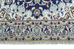 Full view of 2000s Nain rug from Iran / Persia, 217 × 128 cm in Blue tones