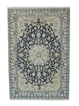 Full view of 2000s Nain rug from Iran / Persia, 194 × 132 cm in Blue tones