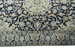 Full view of 2000s Nain rug from Iran / Persia, 194 × 132 cm in Blue tones