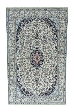 Full view of 2000s Nain rug from Iran / Persia, 345 × 215 cm in Beige tones