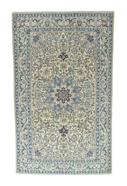 Full view of 2000s Nain rug from Iran / Persia, 323 × 196 cm in Beige tones