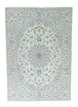Full view of 2000s Nain rug from Iran / Persia, 353 × 250 cm in Beige tones