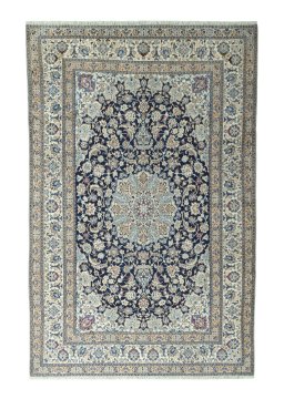 Full view of 2000s Nain rug from Iran / Persia, 320 × 206 cm in Blue tones