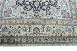 Full view of 2000s Nain rug from Iran / Persia, 320 × 206 cm in Blue tones