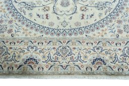 Full view of 2000s Nain rug from Iran / Persia, 345 × 245 cm in Beige tones